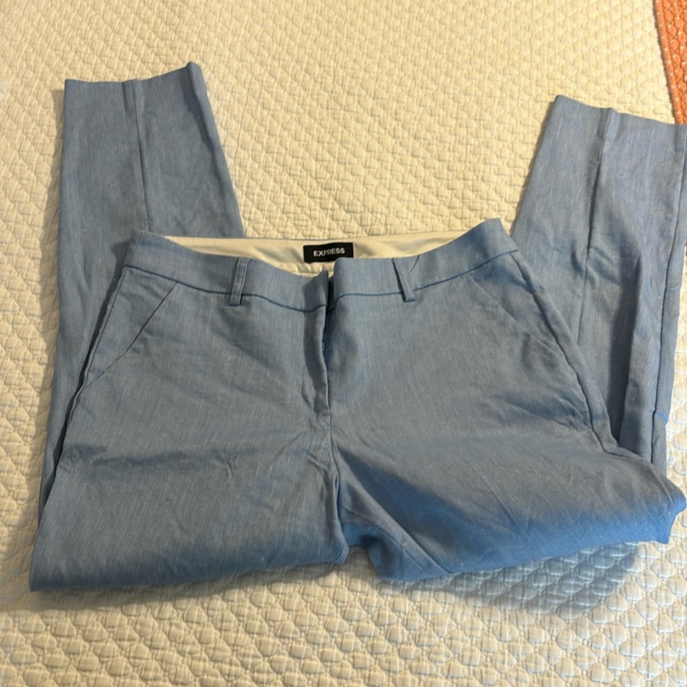 Express powder blue columnist linen ankle pant
